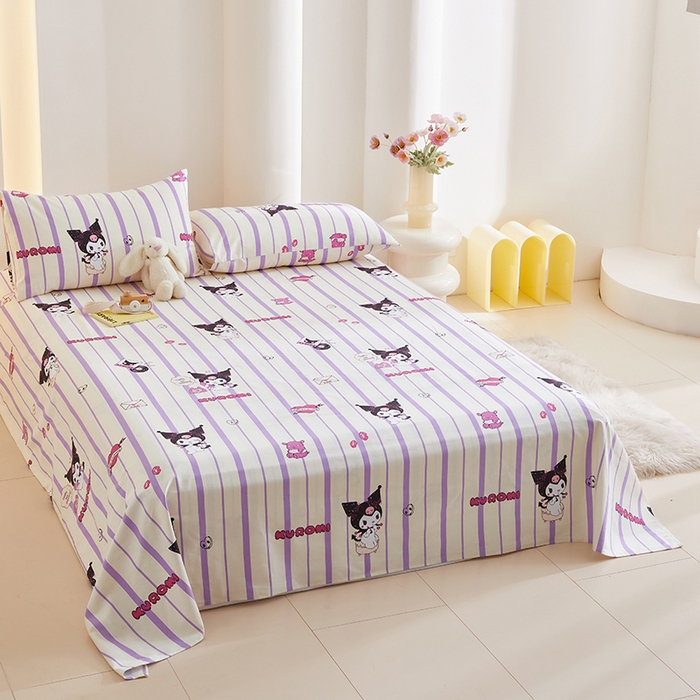 91家纺网 家纺一手货源 找家纺 怡家居 2024新款A类老粗布枕套床单床笠单品组合三件套 库洛米