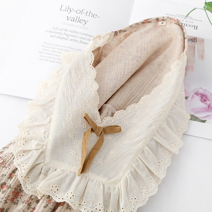 91家纺网 家纺一手货源 找家纺 （总）洛兰沙家居馆【只代发】【只代发】 2024新款温柔女碎花纯棉棉纱宽松双层纱布家居服半袖长裤三件套