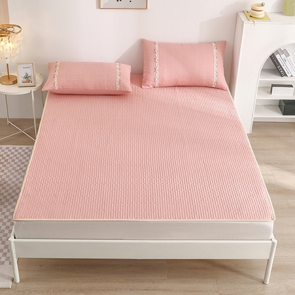 91家纺网 家纺一手货源 找家纺 金艾草 2024新款全棉防滑床垫 豆沙色