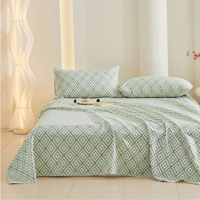 91家纺网 家纺一手货源 找家纺 怡家居 2024新款A类老粗布枕套床单床笠单品组合三件套 时光韵律