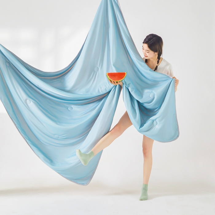 91家纺网 家纺一手货源 找家纺 美梦里 2025新款凉感丝夏被西瓜被夏凉被瓜瓜空调被子 夏日蜜瓜