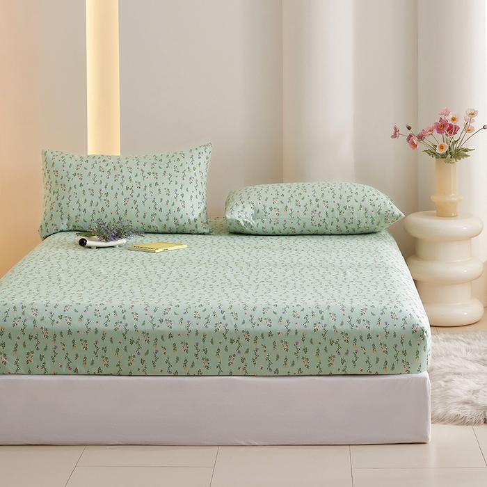 91家纺网 家纺一手货源 找家纺 怡家居 2024新款A类老粗布枕套床单床笠单品组合三件套 倾心