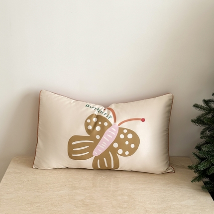 FORTWO家纺原创设计 2024新款50S长绒棉数码印花枕套 蝶粉蜂黄