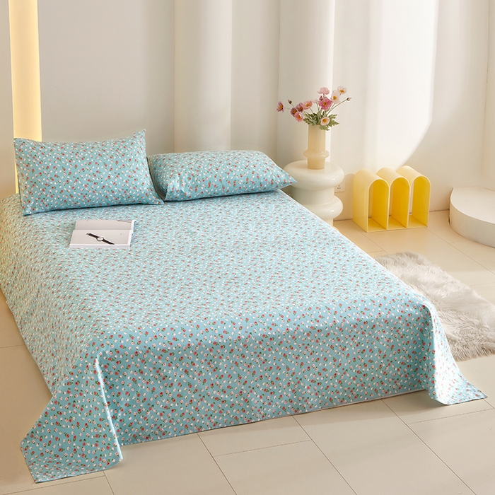 91家纺网 家纺一手货源 找家纺 怡家居 2024新款A类老粗布枕套床单床笠单品组合三件套 浅语