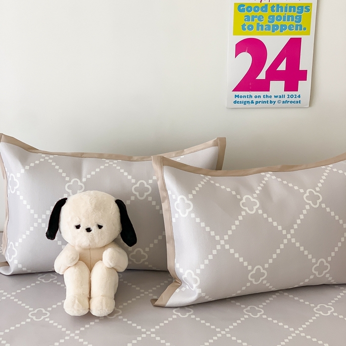 91家纺网 家纺一手货源 找家纺 昔可家纺 2024新款冰藤席床笠款--简约系列 菱格四叶花