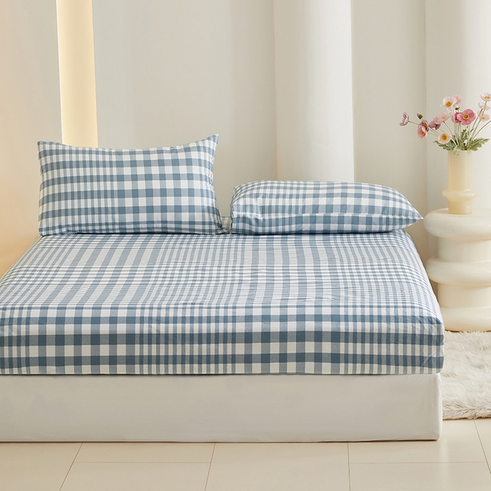 91家纺网 家纺一手货源 找家纺 怡家居 2024新款A类老粗布枕套床单床笠单品组合三件套 克洛伊