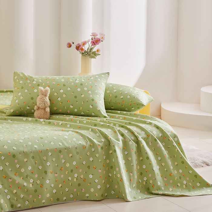 91家纺网 家纺一手货源 找家纺 怡家居 2024新款A类老粗布枕套床单床笠单品组合三件套 似锦