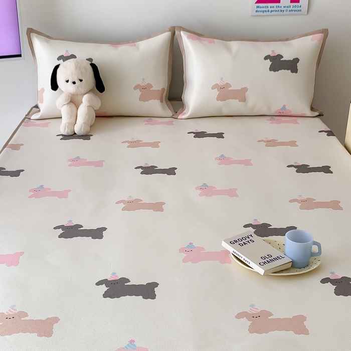 91家纺网 家纺一手货源 找家纺 昔可家纺 2024新款冰藤席床笠款--卡通系列 生日帽狗狗