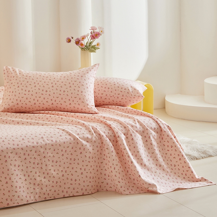 91家纺网 家纺一手货源 找家纺 怡家居 2024新款A类老粗布枕套床单床笠单品组合三件套 曼妙花