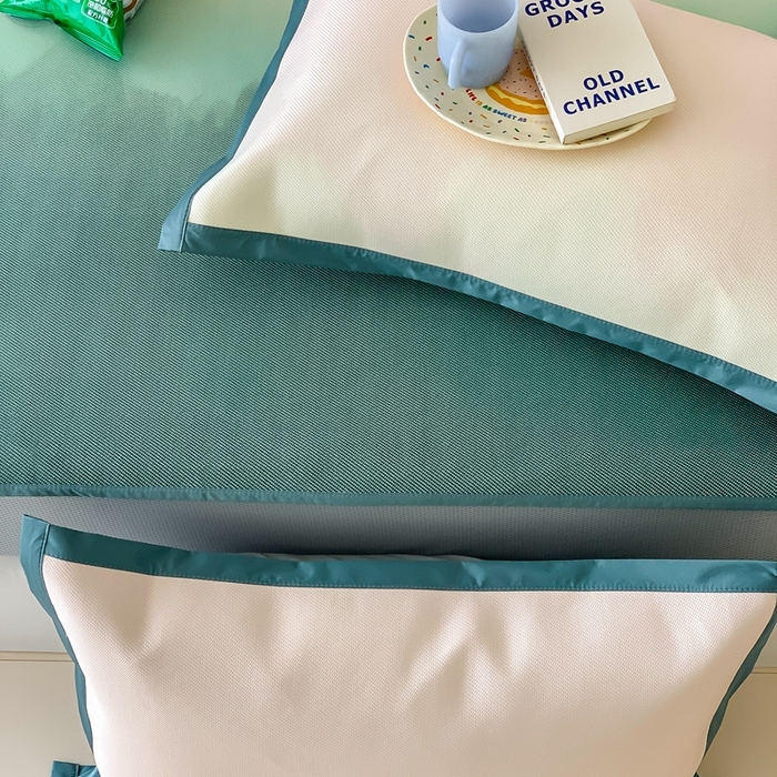 91家纺网 家纺一手货源 找家纺 昔可家纺 2024新款冰藤席床笠款--晕染系列 晕染绿