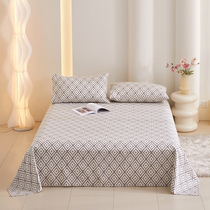 怡家居 2024新款A类老粗布枕套床单床笠单品组合三件套 印象都市