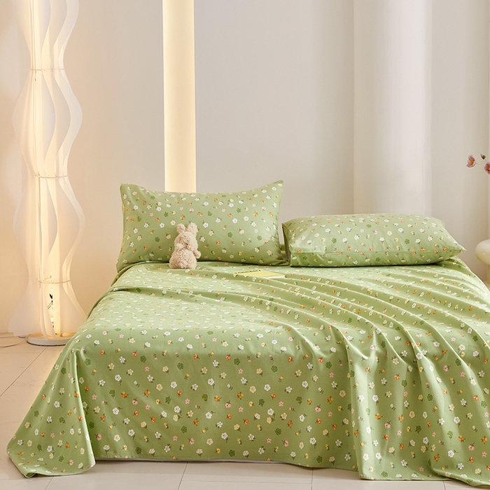 91家纺网 家纺一手货源 找家纺 怡家居 2024新款A类老粗布枕套床单床笠单品组合三件套 似锦