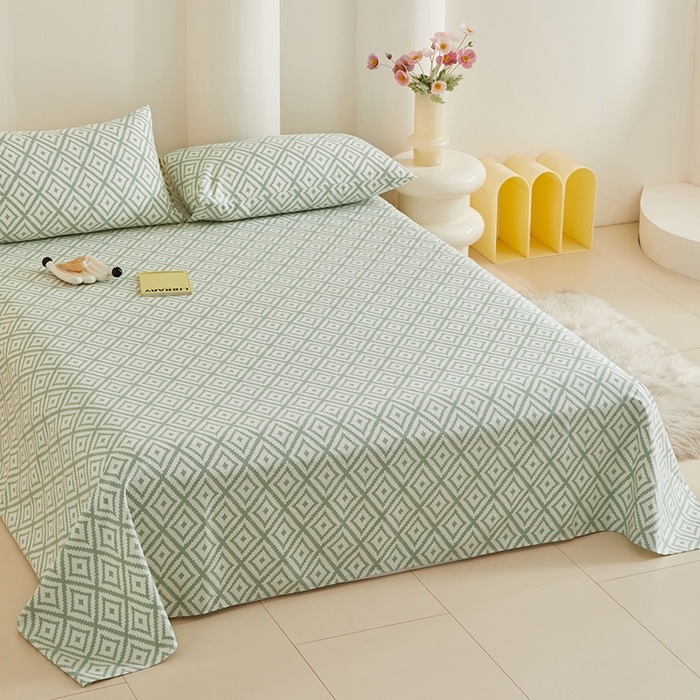 91家纺网 家纺一手货源 找家纺 怡家居 2024新款A类老粗布枕套床单床笠单品组合三件套 时光韵律