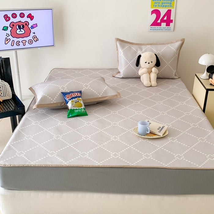 91家纺网 家纺一手货源 找家纺 昔可家纺 2024新款冰藤席床笠款--简约系列 菱格四叶花