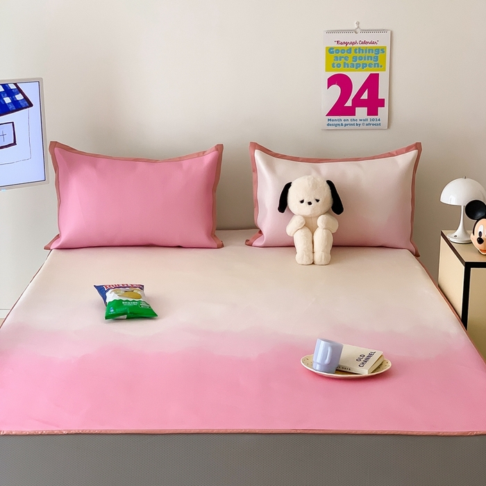 91家纺网 家纺一手货源 找家纺 昔可家纺 2024新款冰藤席床笠款--晕染系列 晕染粉