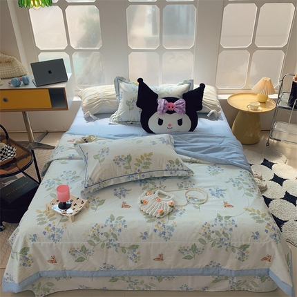 91家纺网 家纺一手货源 找家纺 莱豫 2024新款纯棉夏被四件套 一路有你