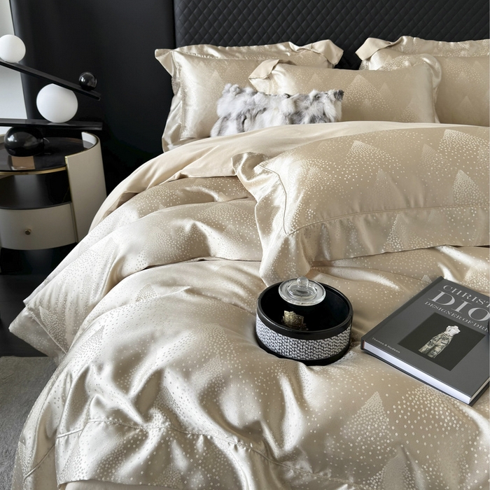 91家纺网 家纺一手货源 找家纺 优悦 2024新款A面提花B面天丝四件套 简时尚-香槟