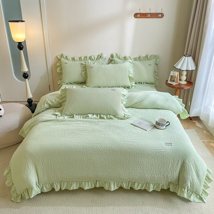 91家纺网 家纺一手货源 找家纺 （总）一比一 2024新款韩版皱皱纱四件套