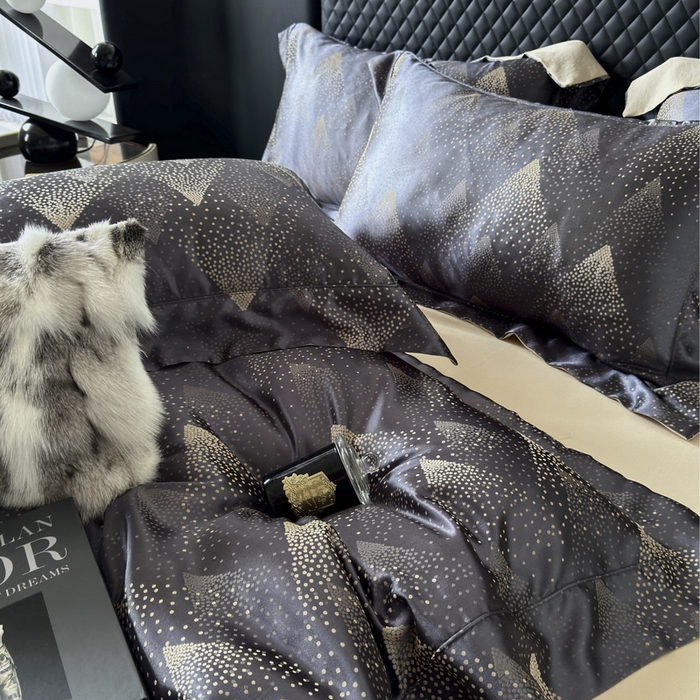 91家纺网 家纺一手货源 找家纺 优悦 2024新款A面提花B面天丝四件套 简时尚-深灰