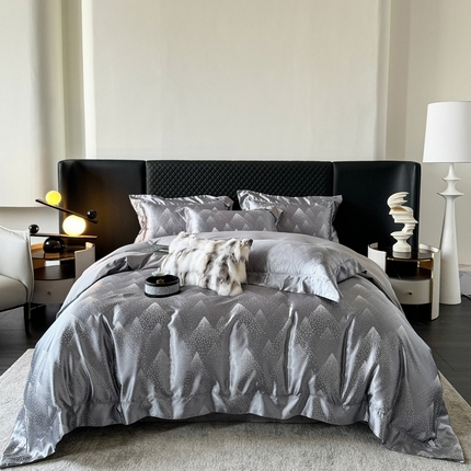 优悦 2024新款A面提花B面天丝四件套 简时尚-浅灰