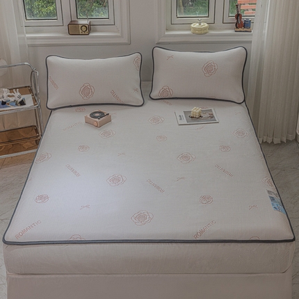 91家纺网 家纺一手货源 找家纺 （总）宅部落 2024新款A类PE凉感抗菌床笠款提花冰豆豆凉席