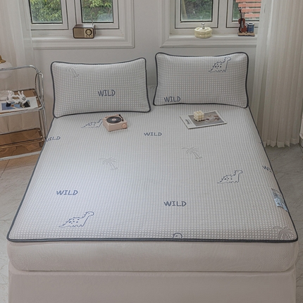 宅部落 2024新款A类PE凉感抗菌床笠款提花冰豆豆凉席 小恐龙