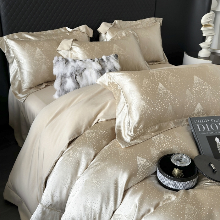 91家纺网 家纺一手货源 找家纺 优悦 2024新款A面提花B面天丝四件套 简时尚-香槟