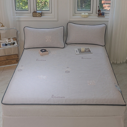 91家纺网 家纺一手货源 找家纺 （总）宅部落 2024新款A类PE凉感抗菌床笠款提花冰豆豆凉席