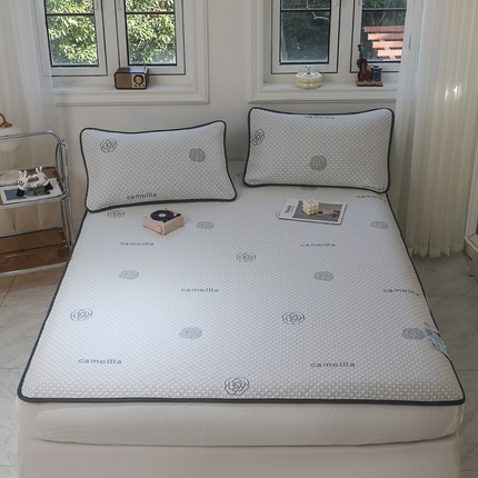 91家纺网 家纺一手货源 找家纺 （总）宅部落 2024新款A类PE凉感抗菌床笠款提花冰豆豆凉席