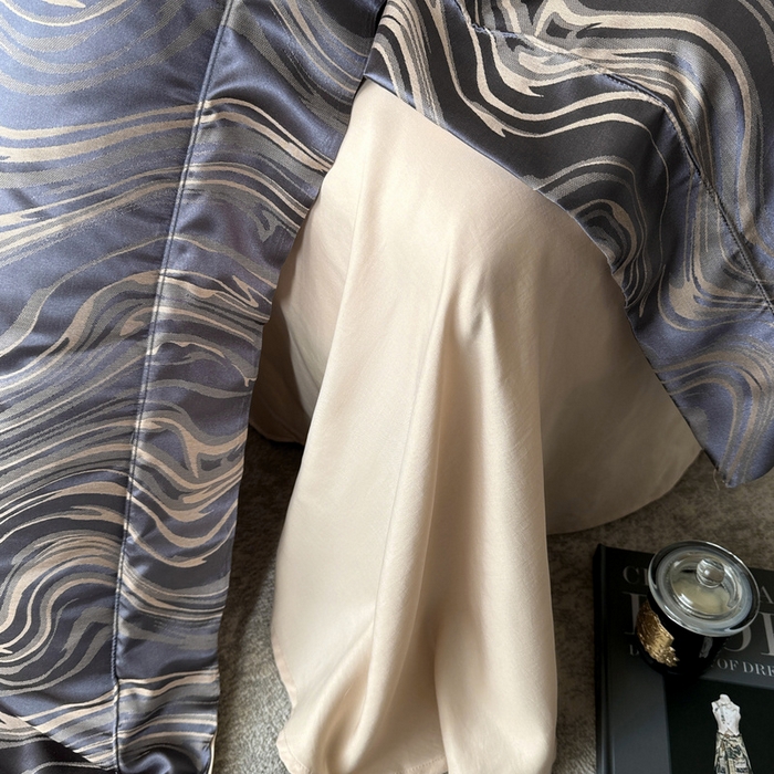 91家纺网 家纺一手货源 找家纺 优悦 2024新款A面提花B面天丝四件套 似水流年-深灰