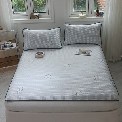 宅部落 2024新款A类PE凉感抗菌床笠款提花冰豆豆凉席 北极熊