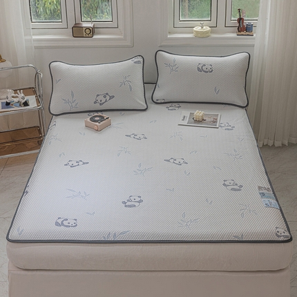 91家纺网 家纺一手货源 找家纺 （总）宅部落 2024新款A类PE凉感抗菌床笠款提花冰豆豆凉席