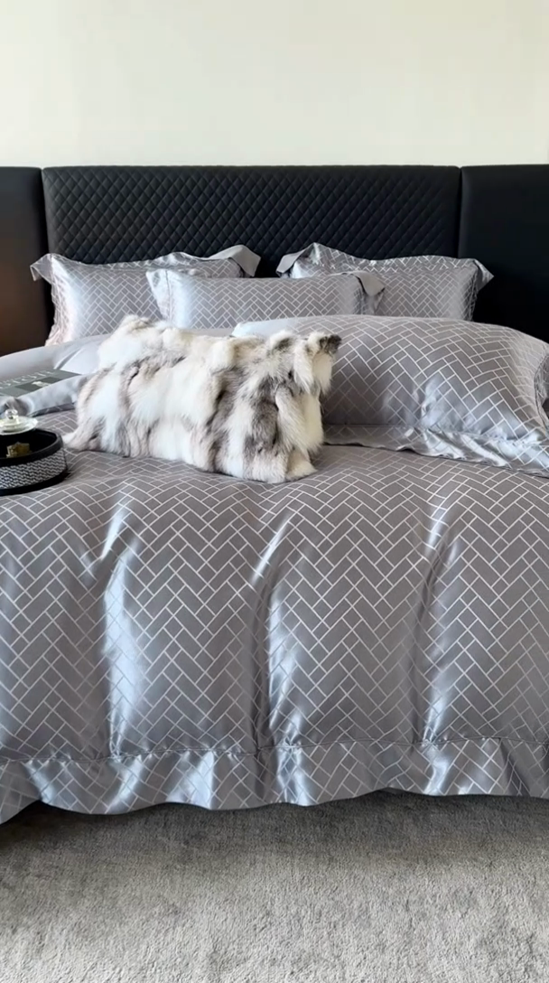 91家纺网 家纺一手货源 找家纺 （总）优悦 2024新款A面提花B面天丝四件套