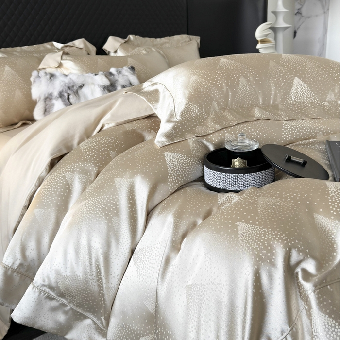 91家纺网 家纺一手货源 找家纺 优悦 2024新款A面提花B面天丝四件套 简时尚-香槟