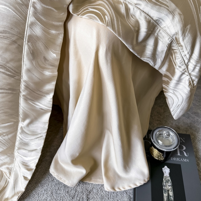 91家纺网 家纺一手货源 找家纺 优悦 2024新款A面提花B面天丝四件套 似水流年-香槟