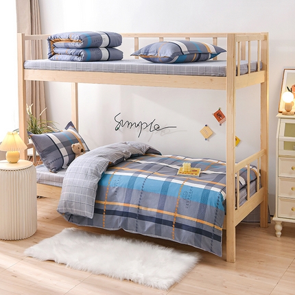 91家纺网 家纺一手货源 找家纺 鑫宇2025新款13372全棉学生宿舍上下铺三件套床单款床笠款可定制安迪丝-灰