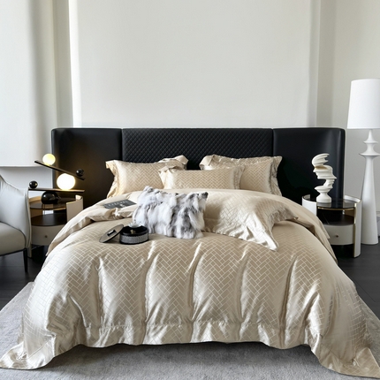 优悦 2024新款A面提花B面天丝四件套 富丽格-香槟