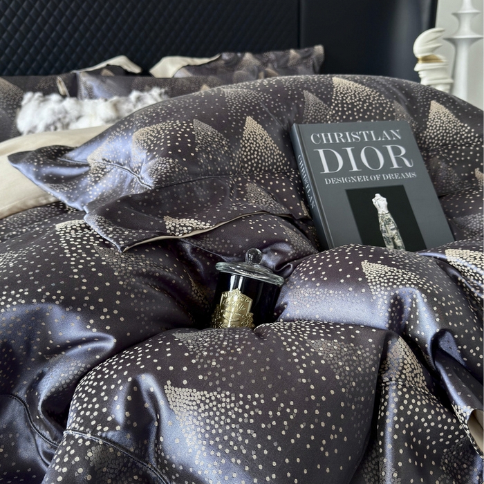 91家纺网 家纺一手货源 找家纺 优悦 2024新款A面提花B面天丝四件套 简时尚-深灰