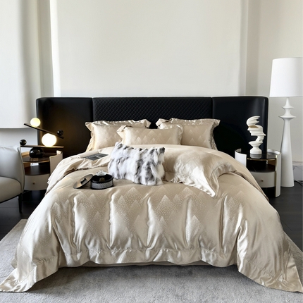 优悦 2024新款A面提花B面天丝四件套 简时尚-香槟