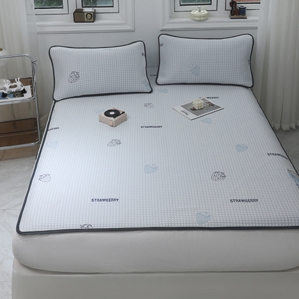 91家纺网 家纺一手货源 找家纺 （总）宅部落 2024新款A类PE凉感抗菌床笠款提花冰豆豆凉席