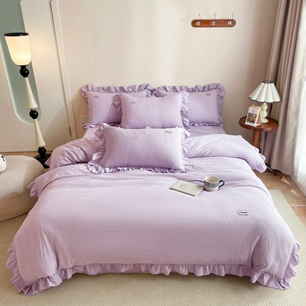 91家纺网 家纺一手货源 找家纺 （总）一比一 2024新款韩版皱皱纱四件套