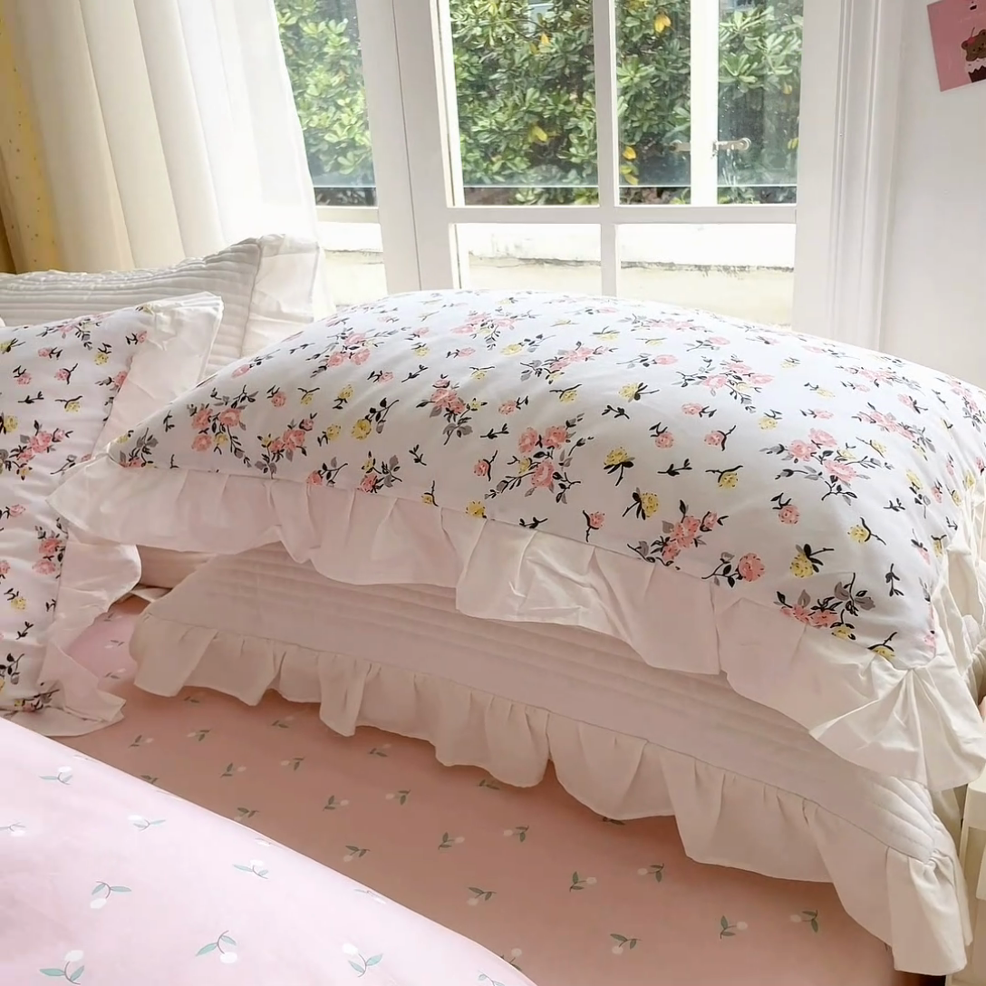 91家纺网 家纺一手货源 找家纺 清雅福 2024新款喷气全棉13372韩版花边款单被套 好事花生