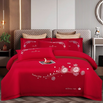 91家纺网 家纺一手货源 找家纺 （总）浩情国际 2026四季款斜纹木棉绣花克拉恋人系列四件套