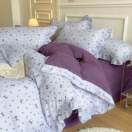 91家纺网 家纺一手货源 找家纺 （总）希丞家居 2024新款超柔泡泡棉水洗棉花边四件套