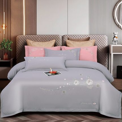 91家纺网 家纺一手货源 找家纺 （总）浩情国际 2026四季款斜纹木棉绣花克拉恋人系列四件套