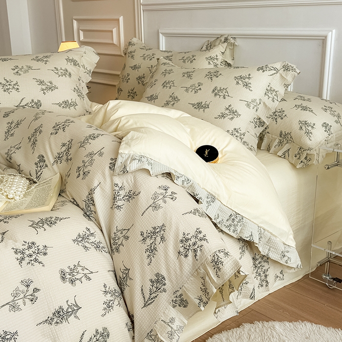 91家纺网 家纺一手货源 找家纺 （总）希丞家居 2024新款超柔泡泡棉水洗棉花边四件套