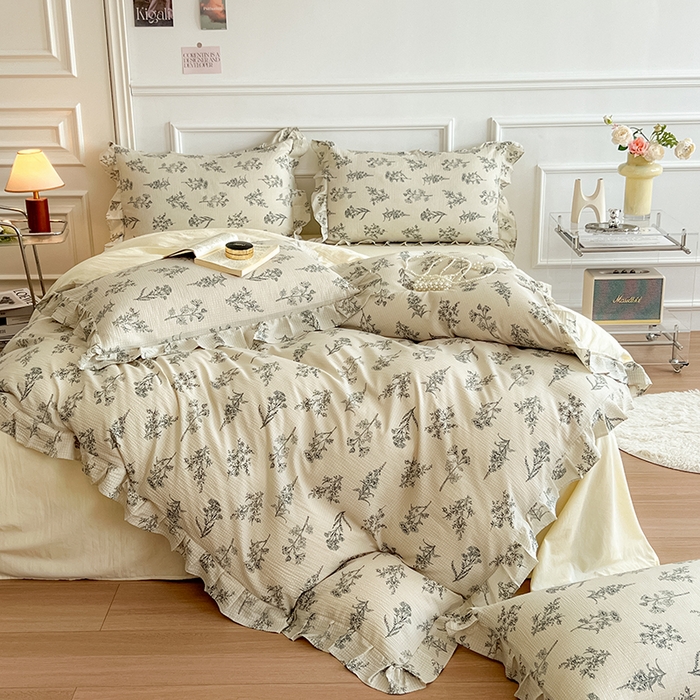 91家纺网 家纺一手货源 找家纺 （总）希丞家居 2024新款超柔泡泡棉水洗棉花边四件套