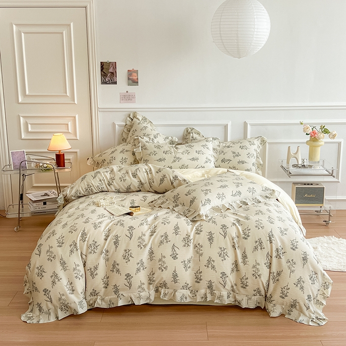 91家纺网 家纺一手货源 找家纺 （总）希丞家居 2024新款超柔泡泡棉水洗棉花边四件套