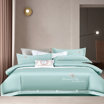 91家纺网 家纺一手货源 找家纺 浩情国际 2026四季款斜纹木棉绣花卡斯蒂尔系列四件套 卡斯蒂尔-爱情海