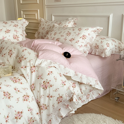 91家纺网 家纺一手货源 找家纺 （总）希丞家居 2024新款超柔泡泡棉水洗棉花边四件套